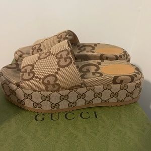 Authentic Gucci Macro GG Sandals/Platform